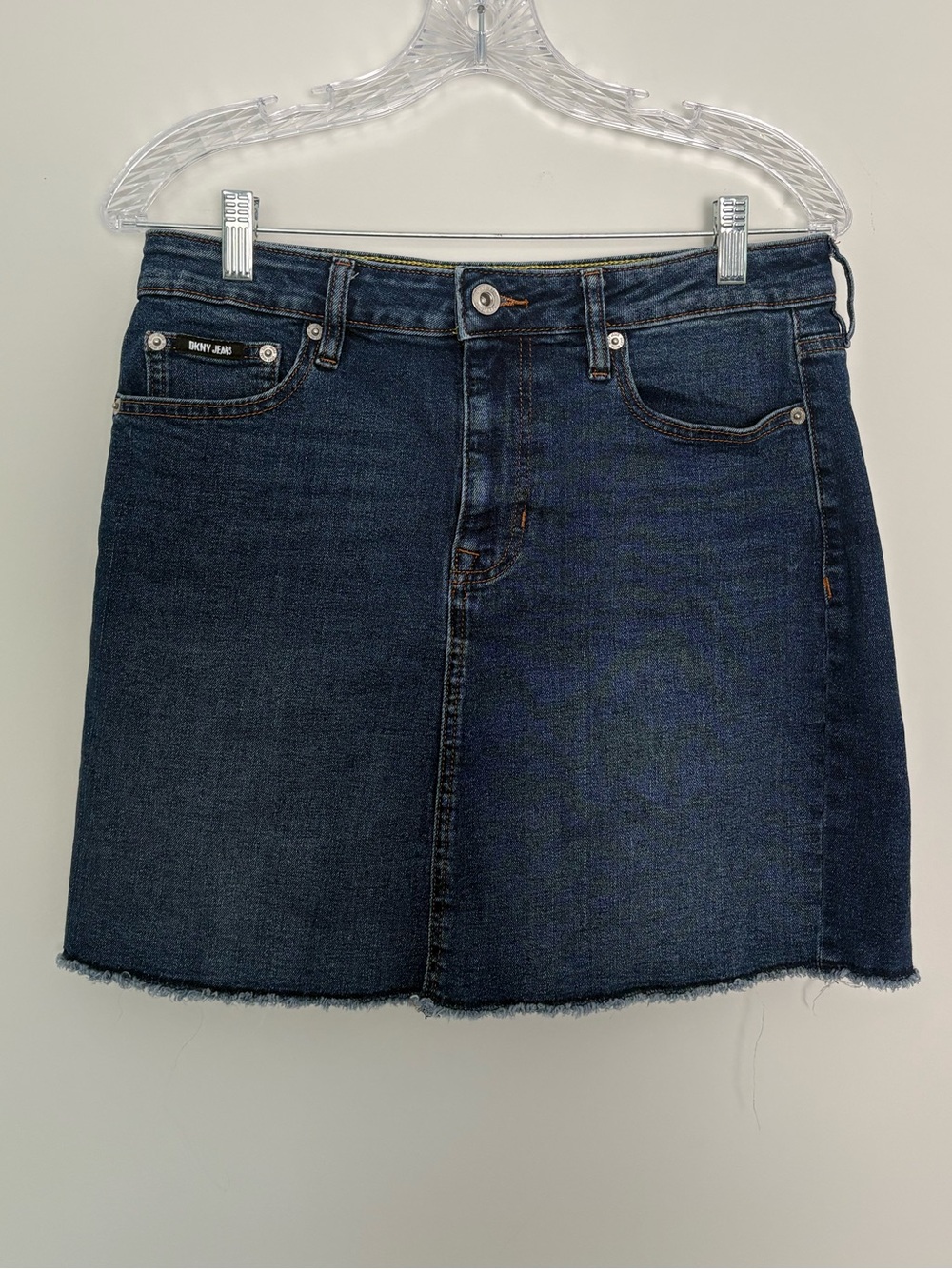 DKNY Denim Jean Skirt Raw Hem Size 8